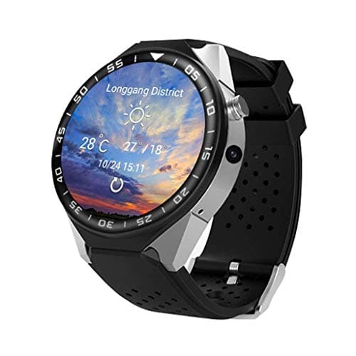 Rsiosle Android 5.1 Smart Watch 1.39" AMOLED Touch Screen 3G WiFi GPS with Heart Rate Monitor Pedometer Camera Music Player for Men and Women (Color : Silverblack)