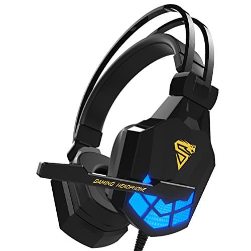 Kworld PC Gaming Over-Ear Headset with 40mm Driver&Led Light Emphasis On Deep Bass Effect, Volume Control and Noise Isolation, Black(G24)