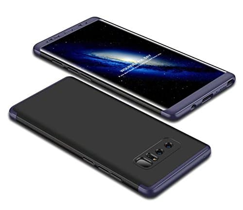 Galaxy Note 8 Case, I VIKKLY 3 in 1 Embed Ultra-Thin Slim Hybrid PC [Hard] Cover 360 Degree Full Protection Matte Case with Full Coverage Screen Protector for Samsung Galaxy Note 8 2017 (Black+Navy)