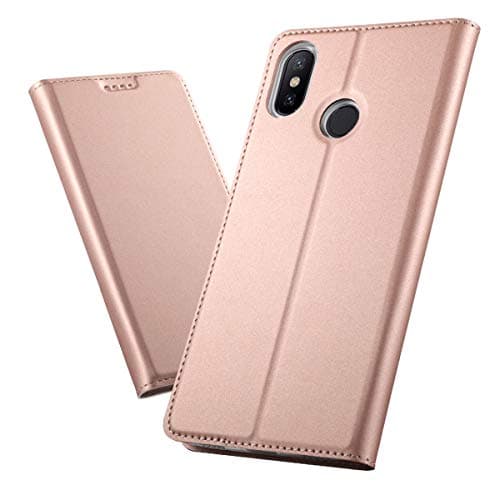 Runbiu Compatible with Huawei Honor 8X Max Case, Flip PU Leather Phone Wallet Cases Shockproof Anti-Scratch TPU Back Shell with Magnetic Closure Card Holder Slots - Rose Gold