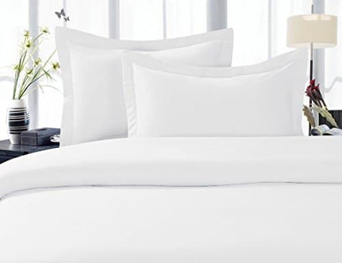 AMERICAN'S 600 TC DUVET COVER QUEEN SIZE, WHITE SOLID, WITH 2 PCS PILLOW SHAM, 20 X 26 - 100% EGYPTIAN COTTON