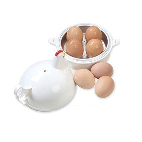 Egg Boiler, Egg Cooker forMicrowave Oven, Ideal Soft and Hard Boiled Egg Cooker 4 Egg Capacity - Steamer Attachment Kitchen Supplies