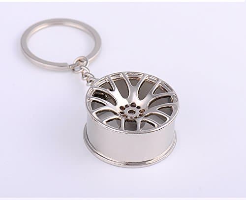 Exotic Store 3D Creative Gift Big BBS Tune Keychain Keyring KeyFob Metal Mini Wheel Rim Tyre Gift box Birthday Gift (Chrome)
