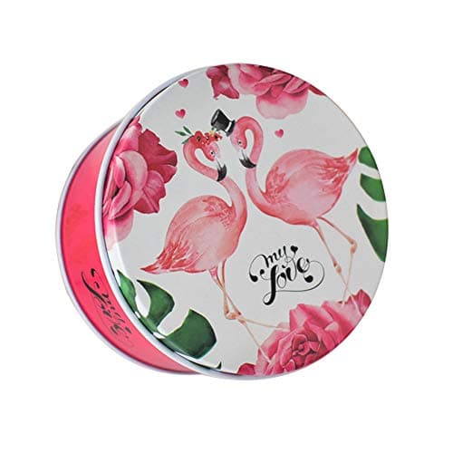 Nikgic 1 Pcs Multipurpose Small Storage Box Creative Round Shaped Wedding Candy Gift Box with Lid (Pink Flamingo)