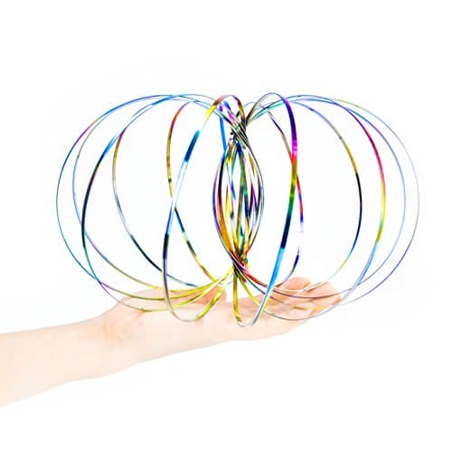 Flow Ring,Magic Flow Rings Kinetic Spring Toy ,Original Kinetic Stainless Steel 3D Sculpture Spring,Interactive Sensory Cool Game Toys For Kids,Rave Accessories, Festival Accessories(Rainbow Color)