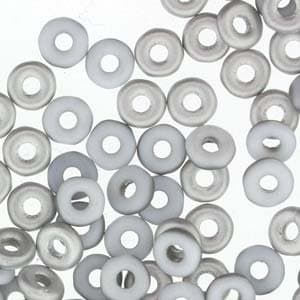 Czech Zeros Mini Flattened Ring Beads O Beads 3.8 X 1 mm Chalk White Labrador Matte 8.1 Gram