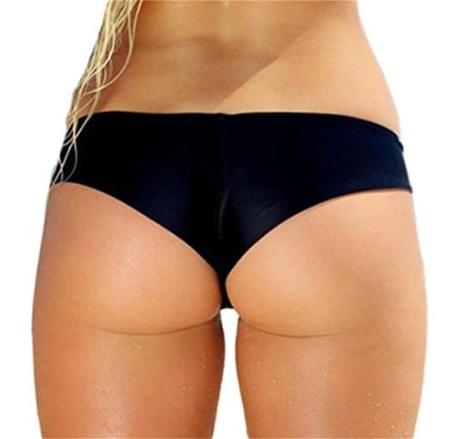 Milis Women's Simply Solid Cheeky Bikini Bottom (L, Black)