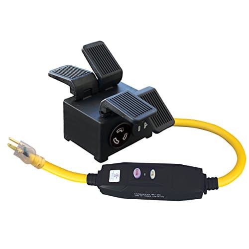 Voltec 04-00108 Quad Box Adapter-12/3 STW 3' Yellow w/Black 20A GFCI, Black NEMA 3R Box, 5-15P to (x2) 5-20R (x2) L5-20R