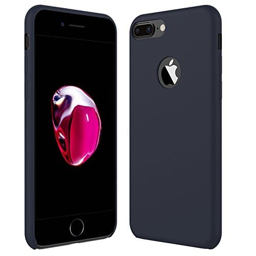 iPhone 7 Plus Case, PENJOY Premium Liquid Silicone Gel Rubber Slim Fit Soft Shockproof Protective Case with Microfiber Cloth Lining Cushion for Apple iPhone 7 Plus 5.5 inch (2016), Dark Blue