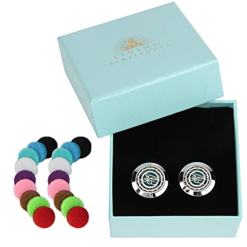Living Beatitudes Aromatherapy Essential Oil Diffuser Cufflinks with Colored Hypo-Allergenic Pads. Wear All Day Your Favorite Oil Scent.