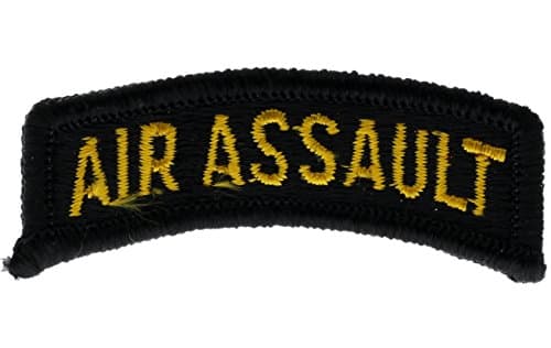 Air Assault Gold on Black Embroidered Iron on Patch 2 1/3 inch HON022302