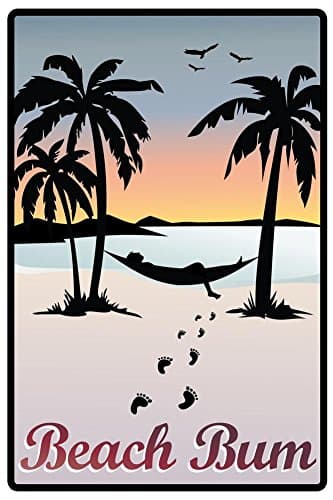 Laminated Beach Bum Hammock Between Palm Trees Art Print 24 x 36in