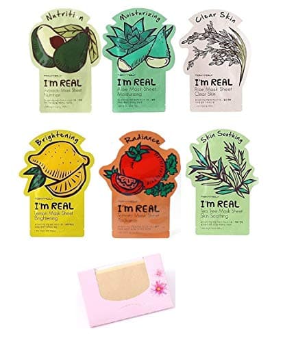 TONYMOLY I'm Real Mask Sheet Package(6 sheets)+ SoltreeBundle Oil control Paper 50pcs