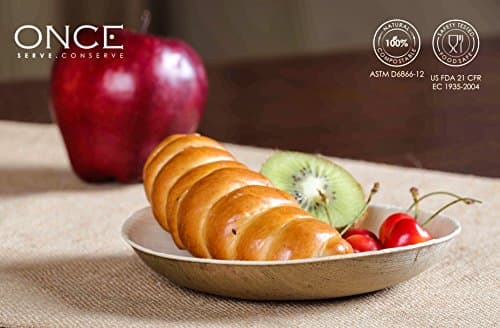 ONCE Tableware - Classic (Small) (Size : Dia 5.60x0.80 inches)-Set of 25 Ecofriendly Disposable Palm Leaf Dinner Plate
