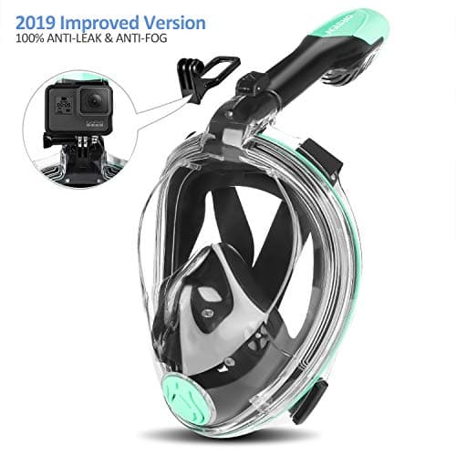 Orsen Newest Version Full Face Snorkel Mask Foldable 180 Panoramic View Free Breathing Snorkeling Mask with Detachable Camera Mount,Anti-Fog Anti-Leak for Adults & Kids