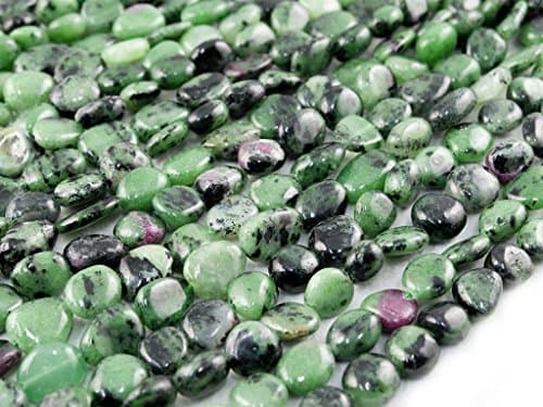 Beads Ok, DIY, Ruby Zoisite, Genuine, Natural, 7-10mm, Plain Pebble Semi-precious Gemstone Bead, About 40cm a Strand. (Please click to see other options.)