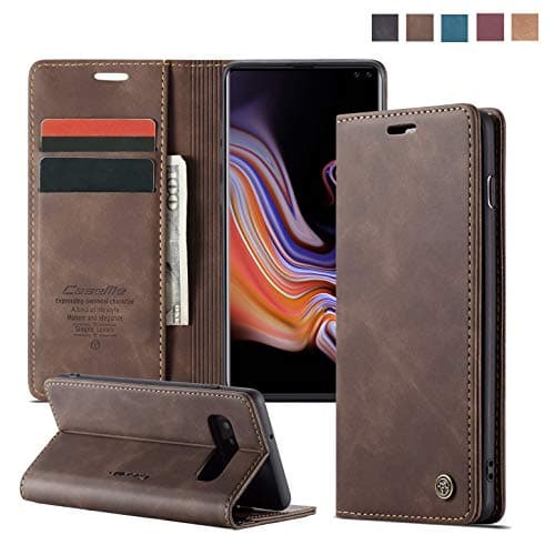 Samsung Galaxy S10 Plus Case,Samsung S10 Plus Wallet Case,AKHVRS Phone Case Wallet Card Holder Case [Folio Case][Cover Gift Boxed][Kickstand ] Protective Cover for Galaxy S10+ 2019 (Coffee)