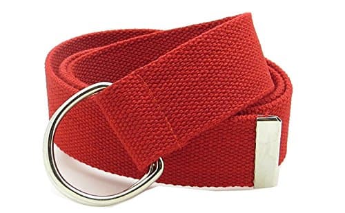 Sunsnow Canvas Web Belt Double D-Ring Buckle 1.5" Wide with Metal Tip Solid Color (One Size, Red)