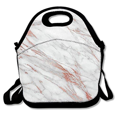 Resuable Polyester Lunch Bag Lunch Holder Lunch Container with Zipper (Rosegold Marble)