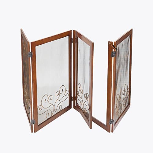 OOAKforHome Nutty floral on mesh gate (solid birch wood), 96"(8ft) Width x 32" H. 4-panel room divider