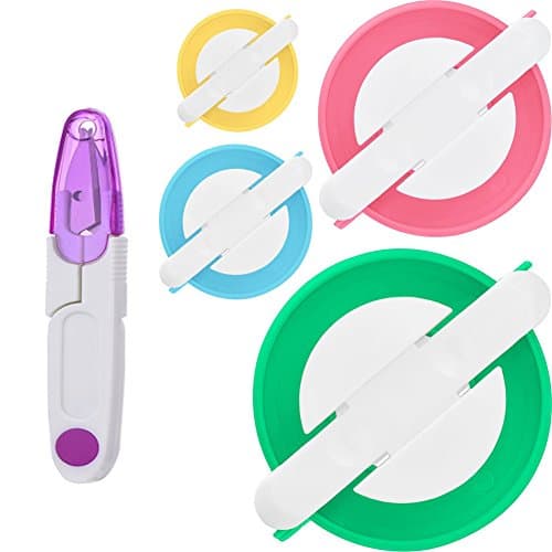Pom-pom Maker, 4 Different Sizes Pompom Maker Fluff Ball Weaver Needle Craft DIY Wool Knitting Craft Knitting Wool Tool Kit with Thread Cutter Scissors