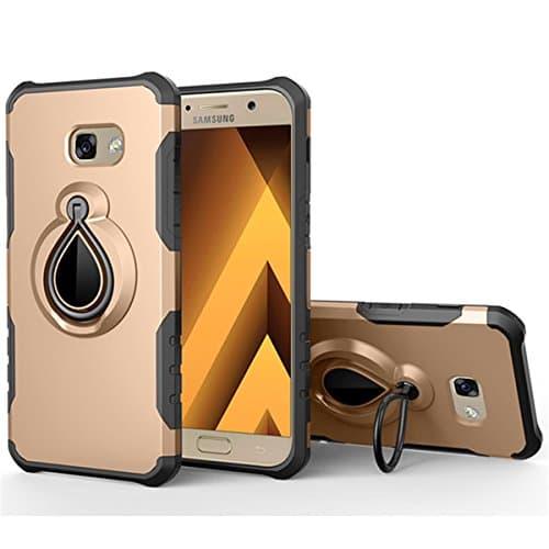 for Samsung Galaxy A7 (2017) Case [Water-drop Armor] 360 Degree Rotating Ring Case Back Cover, Built-in Ring Holder Kickstand, Can work with Magnetic Car Mount, Impact Resistant, Shockproof