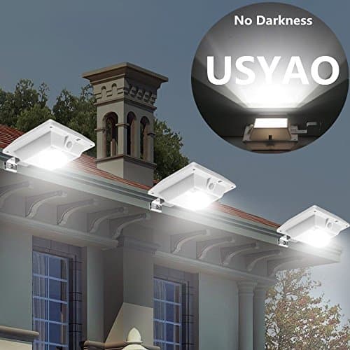 【Super Bright】 USYAO Solar Super Bright PIR Motion Sensor Waterproof Wireless Security Light Lamp For Outdoor Garden Wall Yard Deck Auto On / Off Dusk to Dawn Pack of 1