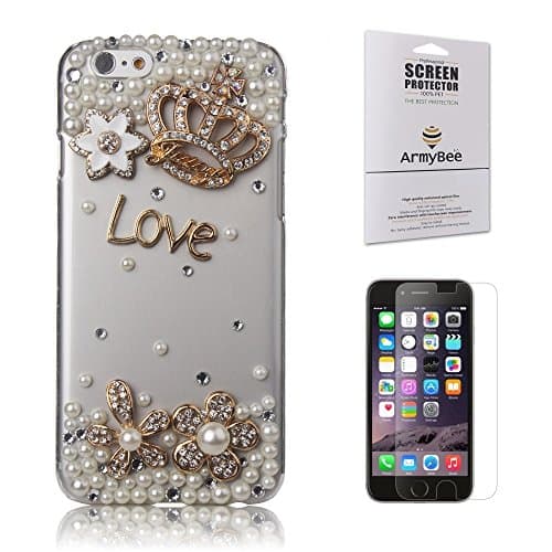 iPhone 6 Case Bling iPhone 6[4.7] Crystal Rhinestone Pearl Love Crown Design (Fits: Apple iPhone 6 [4.7] only, Armybee(TM))