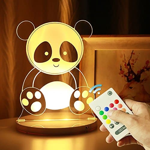 Minl Night Light 3D acrylic colorful lights remote control magic lights led family birthday gift bedroom lamp bedside lamp holiday low-power gifts can be timed (PATTERN : Panda)