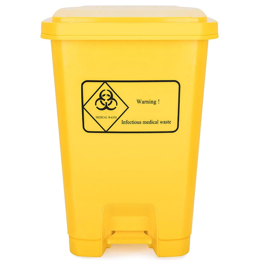 Medical Pedal Litter Box Flip Plastic Rectangular Trash Can Thicken Seal Large Capacity for Hospital Clinic Ward Outdoor Waste Bin yellow-40L