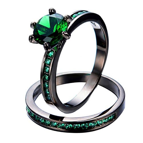 Gemmart Ring Sets Wedding Green Zircon RingFor Men sterling silver engagement ring men fashion rings