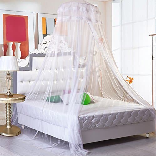 Scream Store 100% Polyester Round Lace Curtain Dome Bed Canopy Netting Princess Mosquito Net (White)