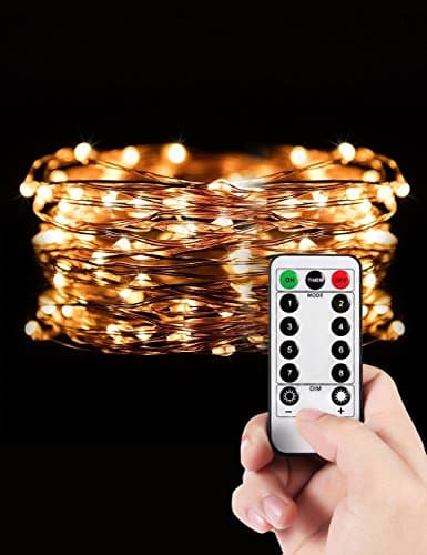 Imimon led lights,battery lights with Wireless remote,8 mode, 21-Feet 60 LED string lights , Perfect lights decor for Patio,girlsroom,Party,Weddings,Easter,Christmas (Warm White)