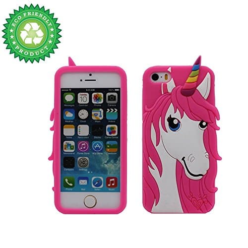 iPhone SE Case, iPhone 5C Case, iPhone 5 5S Cover, Cute 3D Cartoon Unicorn Kids Girls Silicone Animals Soft Rubber Shockproof Protector Shell Skin For iPhone 5/5S/5C/SE - Rose Colorful Unicorn