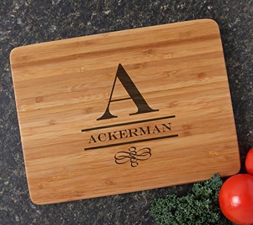 Personalized Cutting Board, Custom Engraved Bamboo Cutting Board Monogram Design 12-Wedding Gifts, Housewarming Gift, Host/Hostess Gift, Realtor Client Gift, Corporate