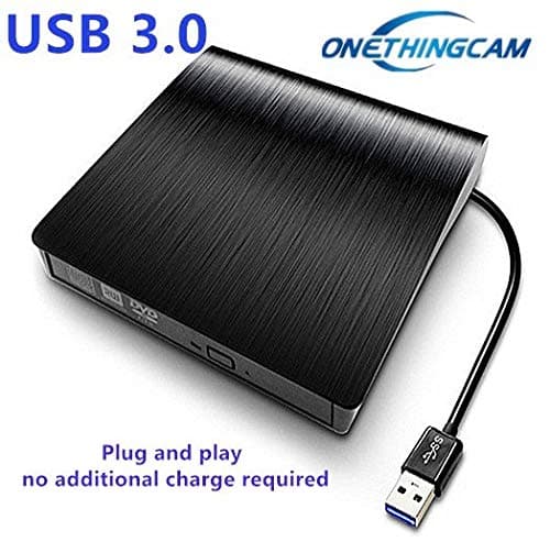 USB 3.0 External DVD CD Drive Burner,ONETHINGCAM Portable CD/DVD-RW Burner Writer Player for Laptop Notebook PC Desktop Computer,High Speed Data Transfer Support Windows XP/Vista/7/8/2000,Mac OS