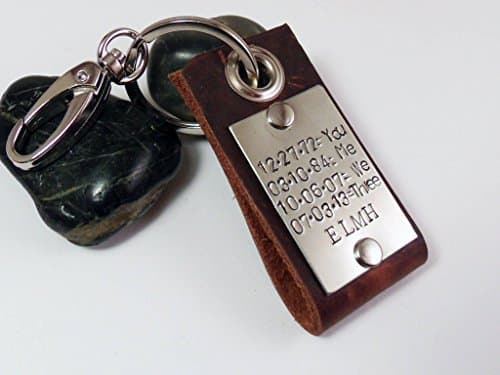 Key Chain, Personalized, Men's Custom Gift, Valentine's Day, Key Ring, Leather and Stainless Steel, Anniversary for Husband, Gift for Boyfriend, Gift for Dad
