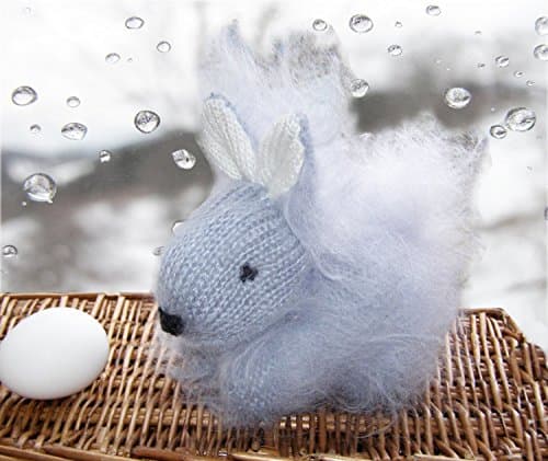 Easter Gray Bunny - Cute Fluffy Rabbit - Hand Knitted Bunny - plush Stuffed Animal Baby Toy - Mohair baby shower gift - Child gift