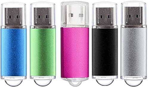 WooTeck 5 Pack 8GB USB 2.0 Flash Drive Thumb Drives Memory Stick, 5 Colors: Blue Green Pink Black Silver