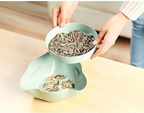 Amiley Pistachio Bowl with Shell Storage - Double Dish Snack Serving Bowl - for Pistachios, Peanuts, Edamame, Cherries, Nuts, Fruits, Candies (pink)