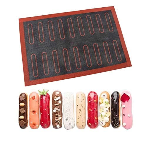 Zamishen Silicone Baking Mat Bread Baking Sheets Non-Stick Oven Liner 18/44 Eclair Sheet Liner Bakeware Mat Cookie Heat Resistant Bakeware (Color : 18 Eclair)