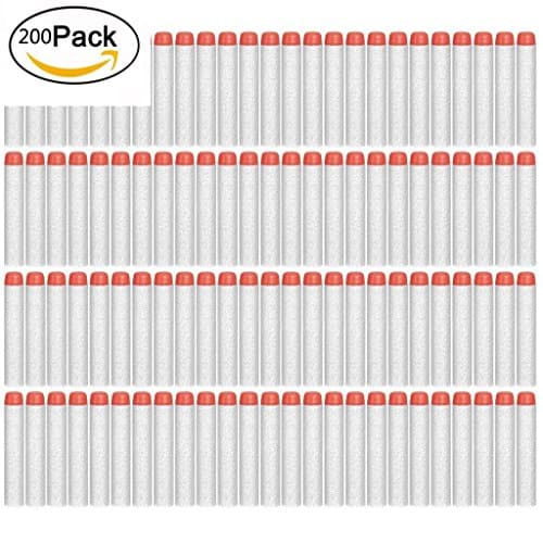 RD Lane 200-Dart Refill Pack 7.2cm Glow in the Dark Foam Darts for Nerf N-strike Elite Series Blasters Toy Gun(White)