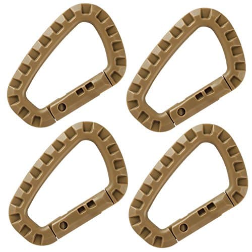 Iwivi D-ring Polymer Carabiner Attachment Device Hanging Hook, High Strength Molded Tactical Link Snap Keychain 4 Pack
