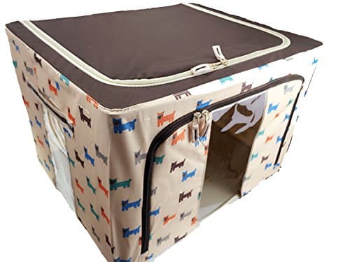 SHICK Medium Lidded Storage Bin, Dogs, 15.5 By 20 By 13.4 Inches (Beige)