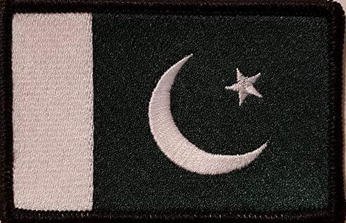 Pakistan Flag Embroidered Patch with Hook & Loop Morale Tactical Travel Emblem Black Border