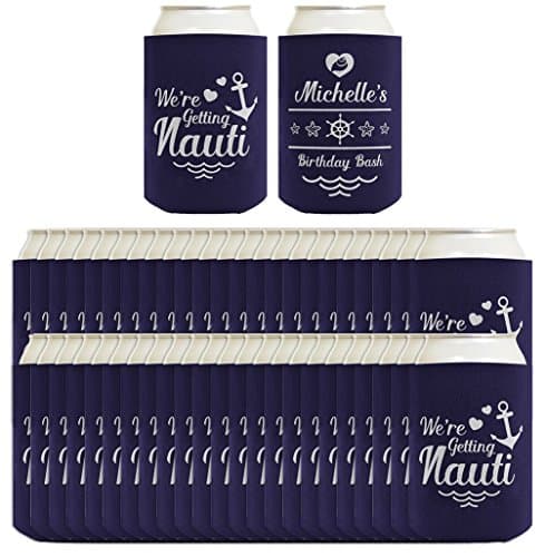 Customized Beer Coolie Getting Nauti Nautical Gift Set 48-pack Customized Can Coolie Navy