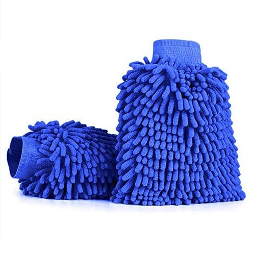 Car Wash Mitt- 2 pack Premium Chenille Microfiber Wash Mitt - High Density, Ultra-soft, Lint Free-Scratch Free, Use Wet or Dry