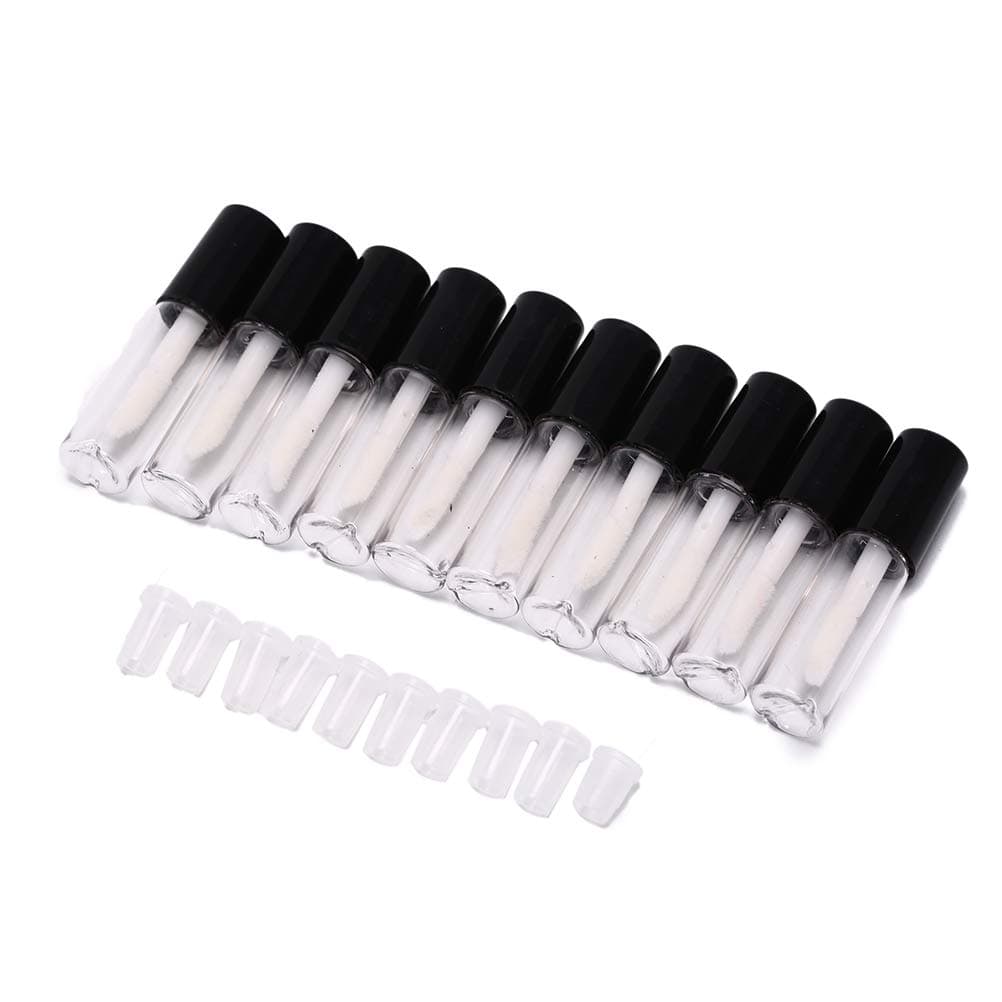 CoscosX 10 Pcs 1.2ml Empty Clear Lip Gloss Tubes Sample Containers for Lipstick Samples,Lip Balms Mini Refillable Travel Empty Lipgloss Gloss Bottle Tube Vials Containers Mini DIY Makeup,Black