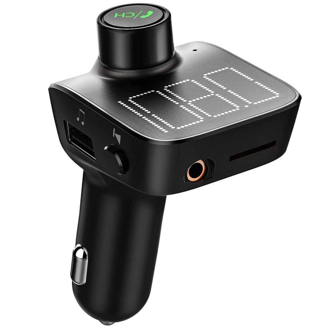 VeeDee T15 Bluetooth V 5.0 FM Transmitter for Car, Wireless Bluetooth FM Radio Adapter Car Kit with Hands-Free Calling, Dual USB Ports Car Charger, AUX Input/Output, TF Card MP3 Player