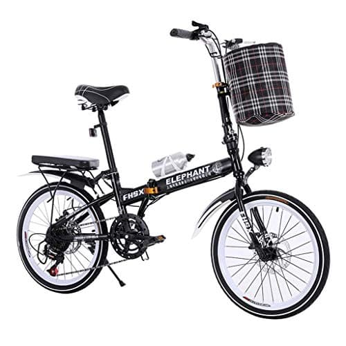 Folding Bikes Folding Car Speed Change Car 20 Inch Folding Bicycle Disc Brake Bicycle Men and Women Ultra Light Portable Bicycle (Color : Black, Size : 15035100cm)